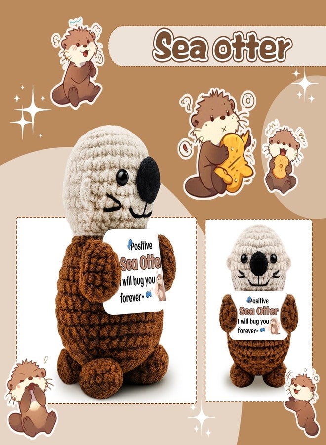 AICHPVOY Handmade Crochet Sea Otter Doll Inspirational Support Gift for Women Men Cute Desk Decor Perfect Birthday, Teacher, Retirement Thank You Gift - Image 3